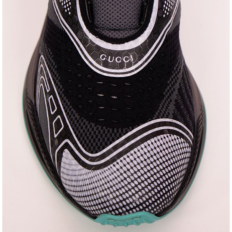 sz 37 NEW $890 GUCCI Woman's Black Gray ULTRAPACE R Trainer GG Logo SNEAKERS NIB