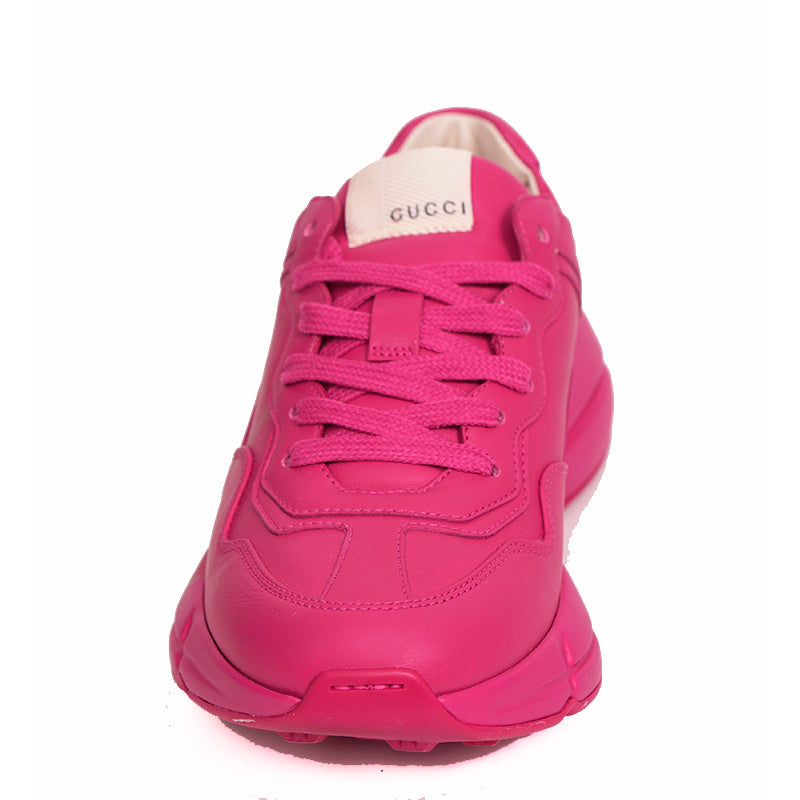36.5 NEW $890 NEW GUCCI Woman's Hot Pink RHYTHON 80'S LOGO Low Top SNEAKERS NIB
