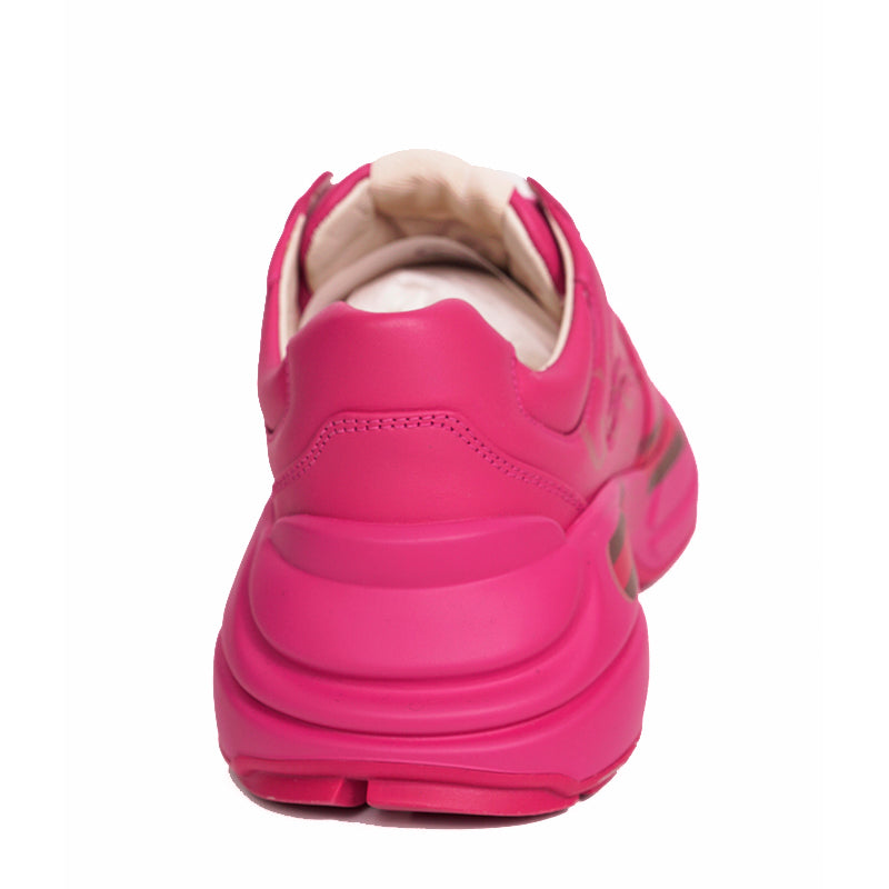 36.5 NEW $890 NEW GUCCI Woman's Hot Pink RHYTHON 80'S LOGO Low Top SNEAKERS NIB