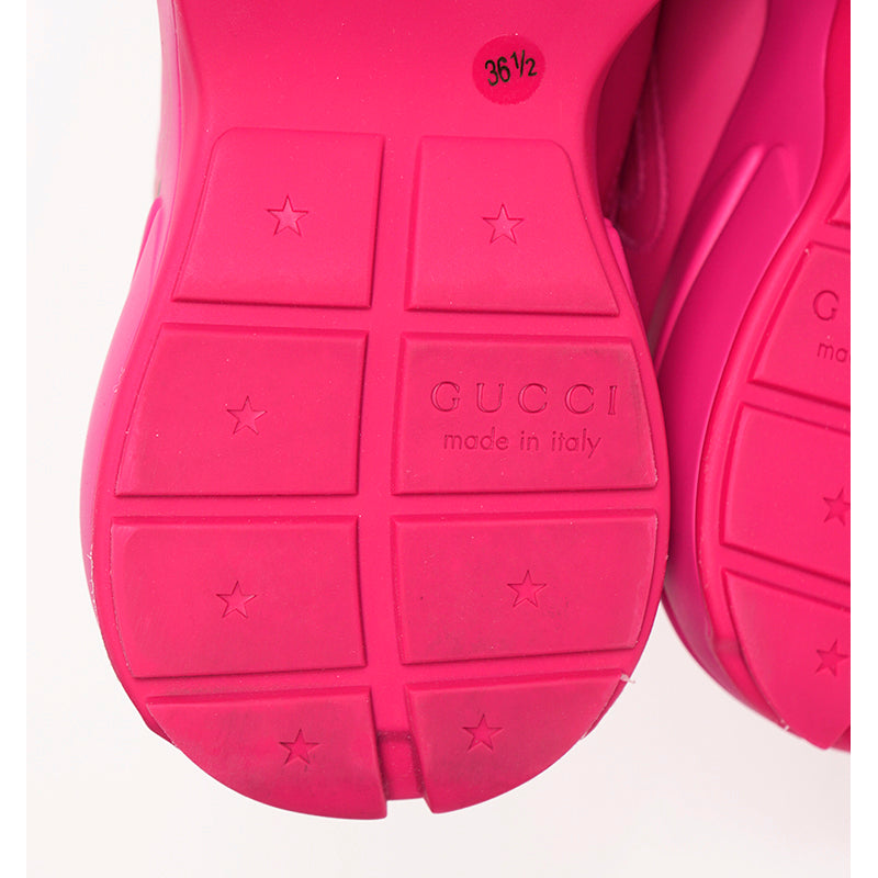 36.5 NEW $890 NEW GUCCI Woman's Hot Pink RHYTHON 80'S LOGO Low Top SNEAKERS NIB