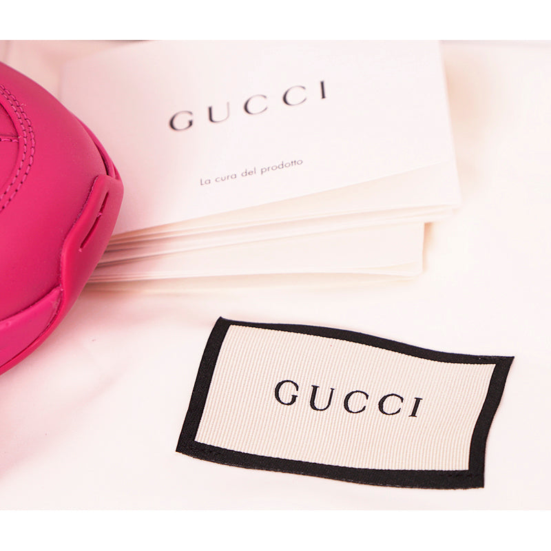 36.5 NEW $890 NEW GUCCI Woman's Hot Pink RHYTHON 80'S LOGO Low Top SNEAKERS NIB