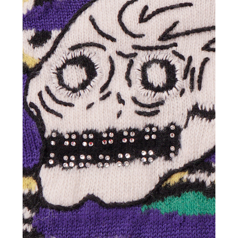 sz M NEW $1500 GUCCI Men's Purple SKULL SNAKE Narcissus Poem Fall Winter SWEATER