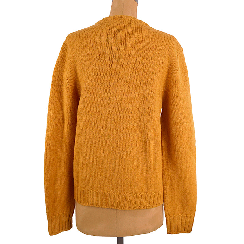 M NEW $980 GUCCI Men Mustard Yellow Wool Knit GAME GG LOGO PATCH V Neck SWEATER