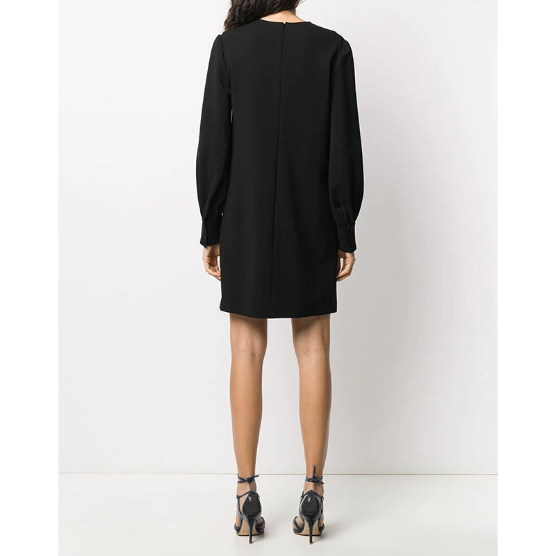 S US 6 NEW $2200 GUCCI Black Compact HORSEBIT GG GOLD HARDWARE Deep V Mini DRESS