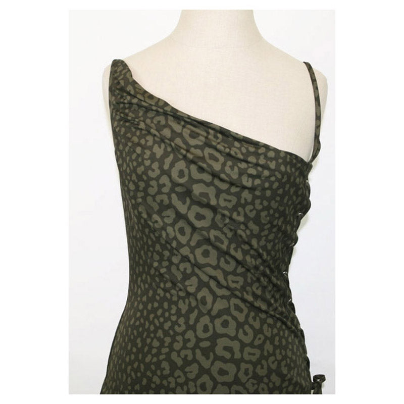 sz M NEW $1125 GUCCI Green RUNWAY ANIMAL PRINT Lace Up Side JERSEY DRAPE TOP NWT