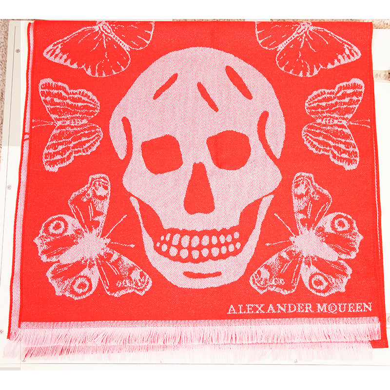 NEW $695 ALEXANDER MCQUEEN Red & Pink OVERSIZED METAMORPHISIS WOOL Scarf