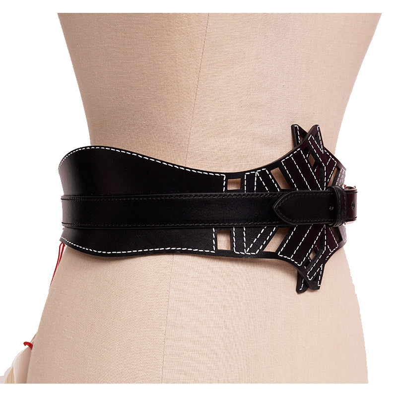 75/30 NEW $1,190 ALEXANDER MCQUEEN Black Leather CUT OUT CORSET Wide Waist BELT