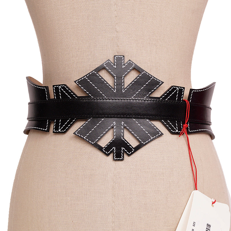 75/30 NEW $1,190 ALEXANDER MCQUEEN Black Leather CUT OUT CORSET Wide Waist BELT