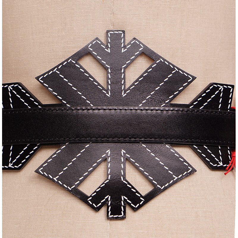 75/30 NEW $1,190 ALEXANDER MCQUEEN Black Leather CUT OUT CORSET Wide Waist BELT
