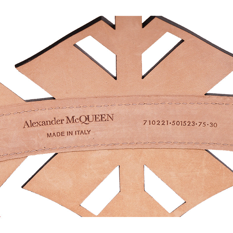 75/30 NEW $1,190 ALEXANDER MCQUEEN Black Leather CUT OUT CORSET Wide Waist BELT