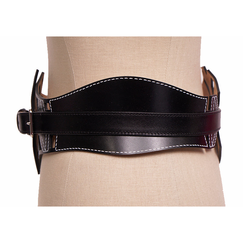 75/30 NEW $1,190 ALEXANDER MCQUEEN Black Leather CUT OUT CORSET Wide Waist BELT