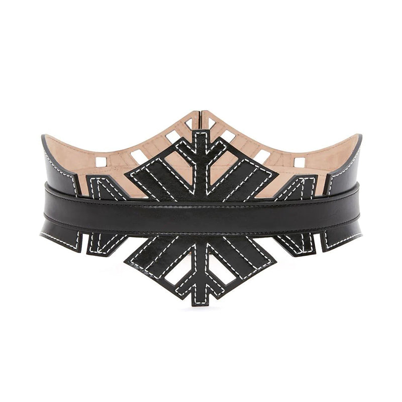 75/30 NEW $1,190 ALEXANDER MCQUEEN Black Leather CUT OUT CORSET Wide Waist BELT