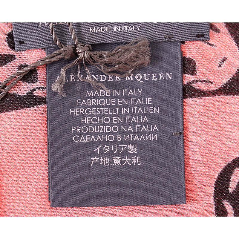 NEW $545 ALEXANDER MCQUEEN Pink GIANT BUTTERFLY Skull Print Modal Wool SCARF NWT