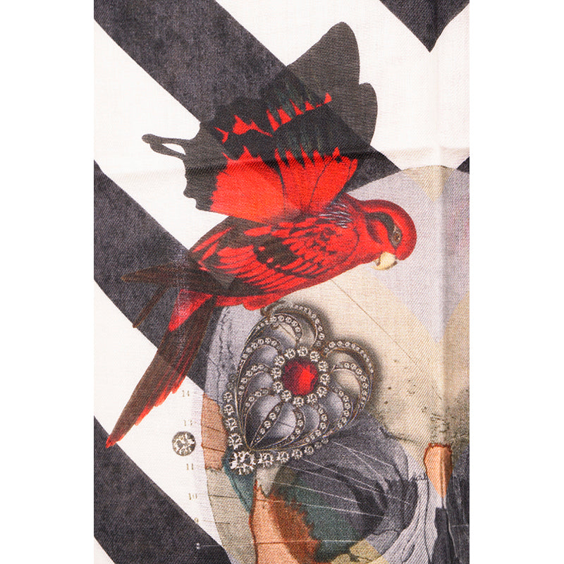NEW $595 ALEXANDER MCQUEEN Botanical Master SKULL BIRDS Modal Wool Shawl SCARF