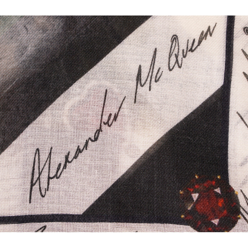 NEW $595 ALEXANDER MCQUEEN Botanical Master SKULL BIRDS Modal Wool Shawl SCARF
