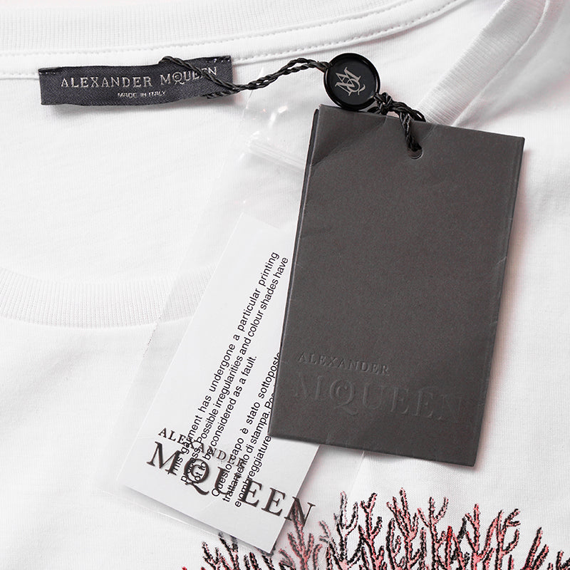 XS NEW $495 ALEXANDER MCQUEEN Woman's White Cabinet Of Shells Skull T-SHIRT