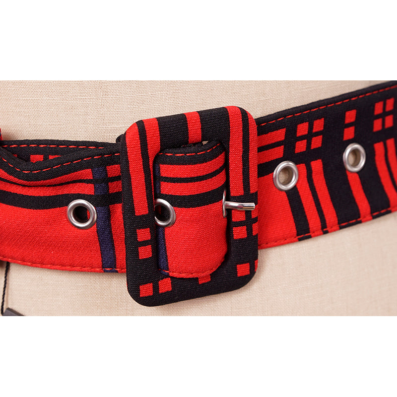 sz 40 NEW $345 MIU MIU RUNWAY Red Black Blue TARTAN PLAID Tricotine Waist BELT