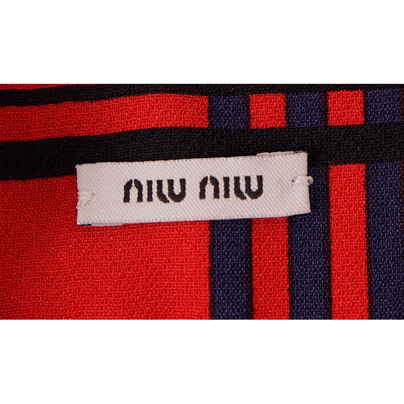 sz 40 NEW $345 MIU MIU RUNWAY Red Black Blue TARTAN PLAID Tricotine Waist BELT