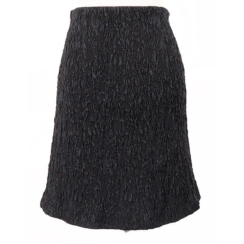42 NEW $1190 MIU MIU Runway Black Silk Blend Textured CLOQUETTE Pencil SKIRT
