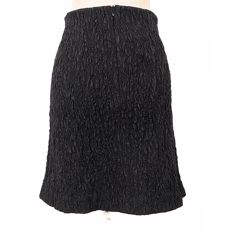 42 NEW $1190 MIU MIU Runway Black Silk Blend Textured CLOQUETTE Pencil SKIRT