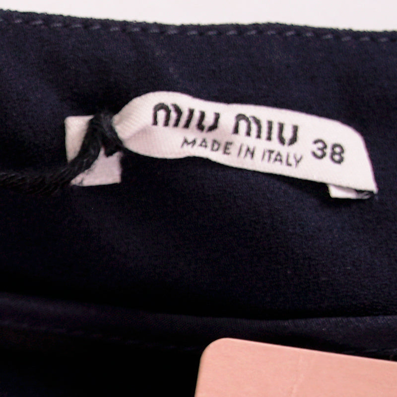 sz 38 NEW $1,030 MIU MIU Navy Blue Viscose Crepe A Frame SPRING SUMMER SKIRT XS