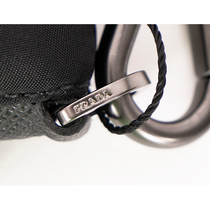 NEW $895 PRADA MENS Black Bomber YELLOW SAFFIANO LOGO WRISTLET Travel SPORTY BAG