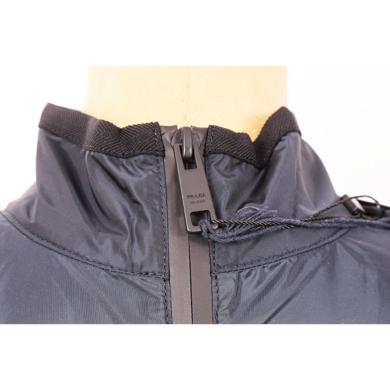 sz L NEW $2280 Prada Men's Line A LOGO Blue Cotton Polyamide Zip Front Sporty JACKET