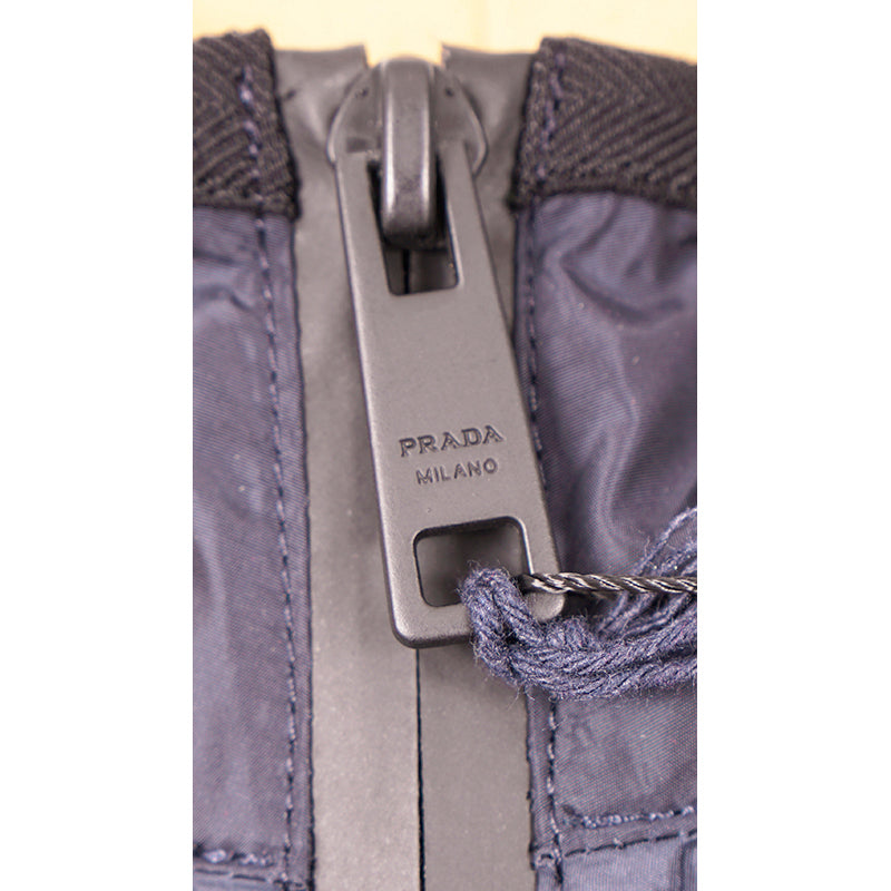 sz L NEW $2280 Prada Men's Line A LOGO Blue Cotton Polyamide Zip Front Sporty JACKET