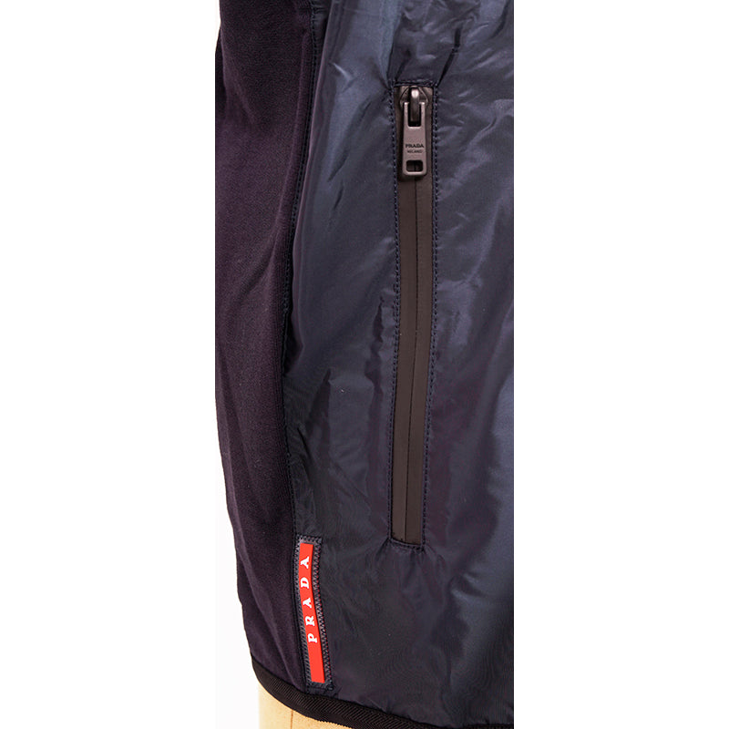 sz L NEW $2280 Prada Men's Line A LOGO Blue Cotton Polyamide Zip Front Sporty JACKET