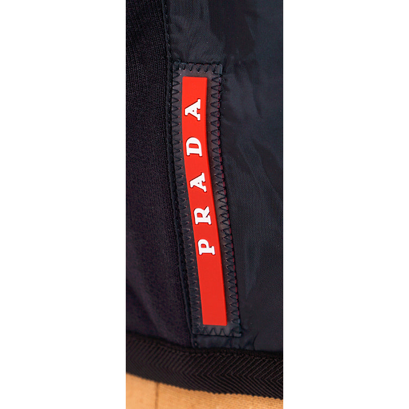sz L NEW $2280 Prada Men's Line A LOGO Blue Cotton Polyamide Zip Front Sporty JACKET