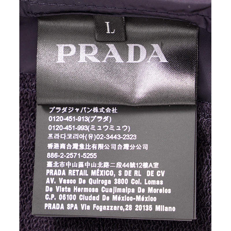 sz L NEW $1280 Prada Men's Line A LOGO Blue Cotton Polyamide Zip Front Sporty JACKET