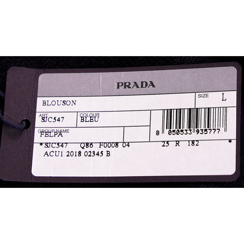 sz L NEW $2280 Prada Men's Line A LOGO Blue Cotton Polyamide Zip Front Sporty JACKET