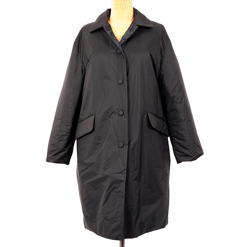 40 NEW $2980 PRADA Black IMPERMEABILE NYLON Puffy Quilt Lined Mid-Length JACKET