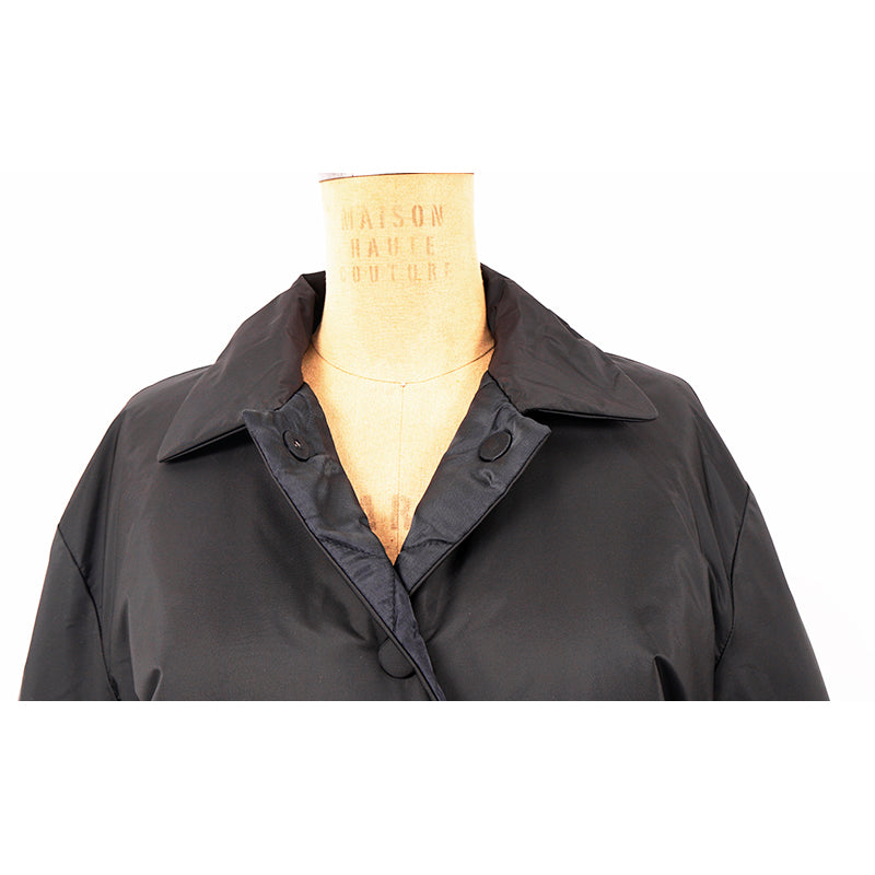 40 NEW $2980 PRADA Black IMPERMEABILE NYLON Puffy Quilt Lined Mid-Length JACKET