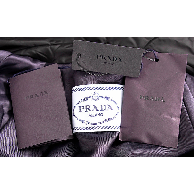 40 NEW $2980 PRADA Black IMPERMEABILE NYLON Puffy Quilt Lined Mid-Length JACKET