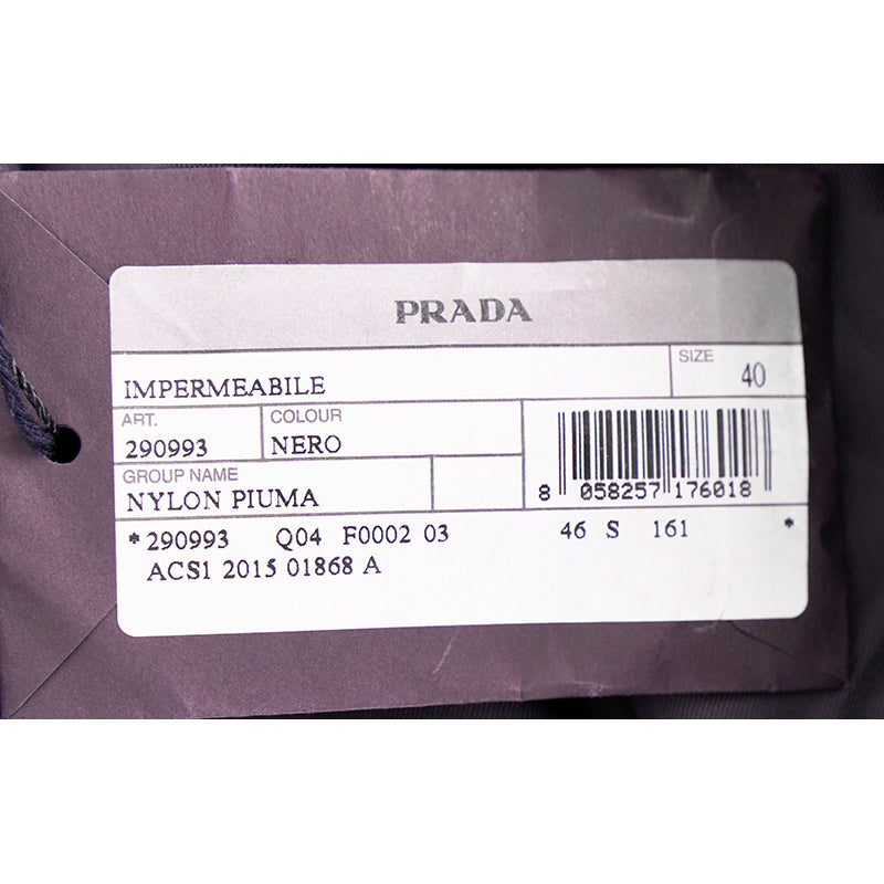 40 NEW $2980 PRADA Black IMPERMEABILE NYLON Puffy Quilt Lined Mid-Length JACKET
