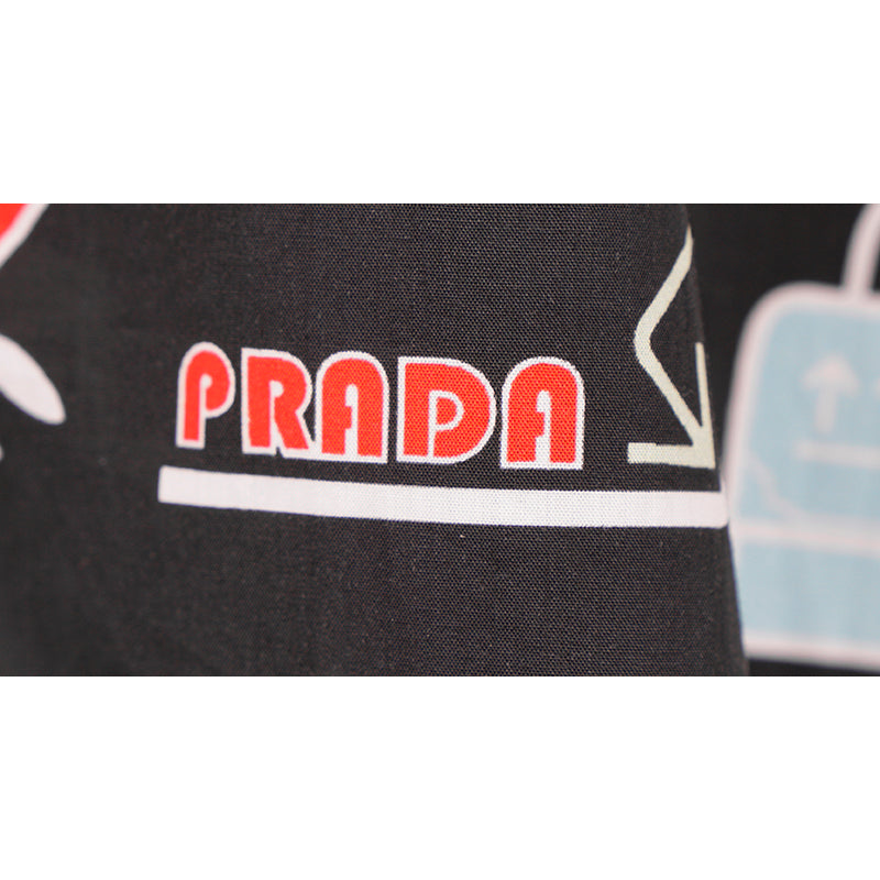 39 NEW $1,240 PRADA Runway Men's Black Sticker Design Short Sleeved Poplin SHIRT