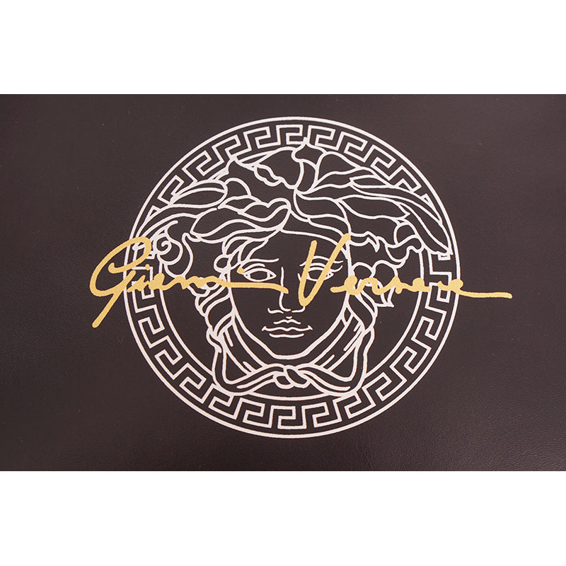 NEW $800 VERSACE Black Leather White LARGE MEDUSA LOGO Sleek Pouch WRISTLET BAG