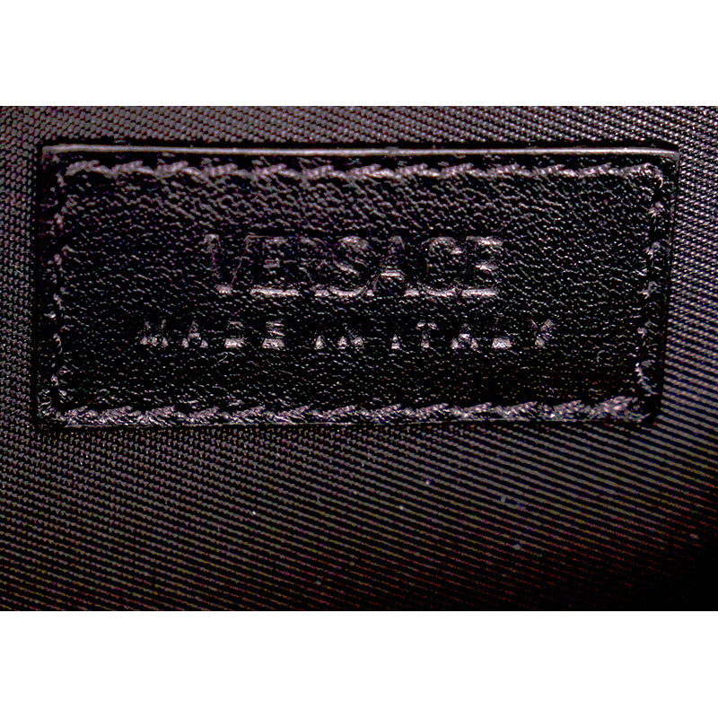 NEW $800 VERSACE Black Leather GOLD MEDUSA LOGO Phone Travel Pouch BAG & LANYARD