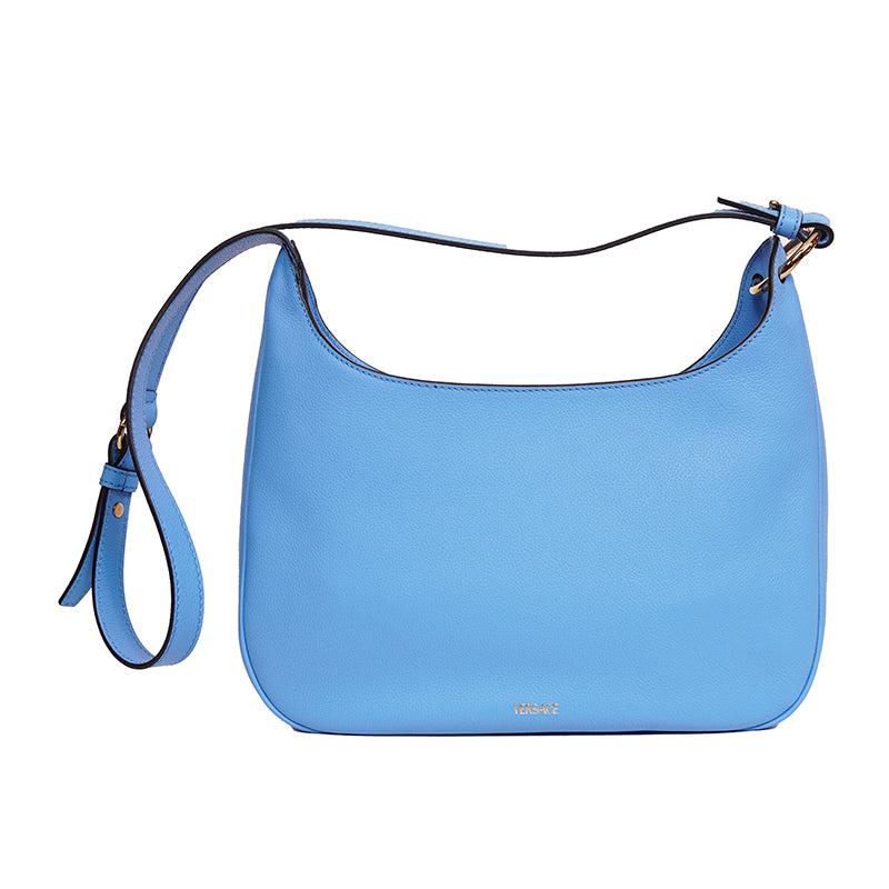NEW $1,875 VERSACE Blue Leather LA MEDUSA Medium Hobo Convertible Strap BAG NWT