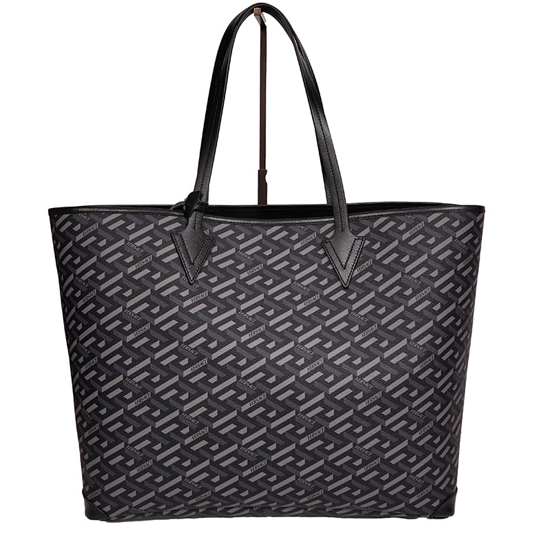 NEW $1450 VERSACE La Greca SMILEY MEDUSA YELLOW GRAFFITI Canvas Leather TOTE BAG