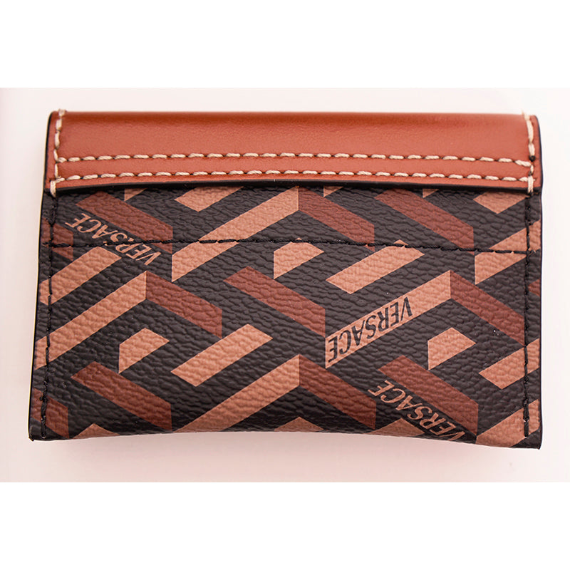 NEW $750 VERSACE Brown SET OF 3 La Greca Coated Canvas Envelope POUCH BAG NIB