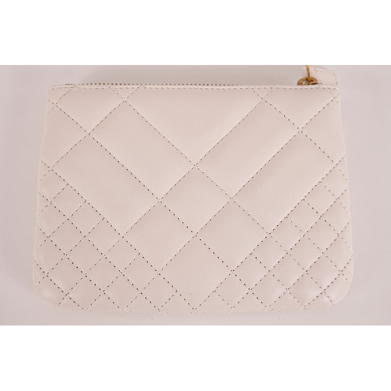 NEW $625 VERSACE White Leather Quilted GOLD MEDUSA Zip Top Wallet/Travel POUCH