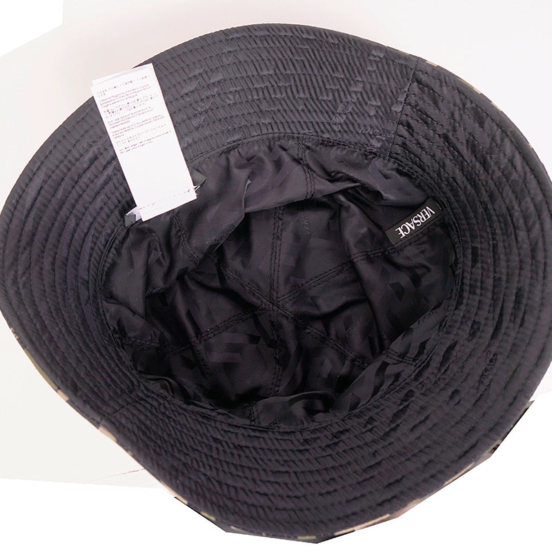 59 L NEW $350 VERSACE Green Black Nylon LA GRECA LOGO REVERSIBLE BUCKET HAT NWT