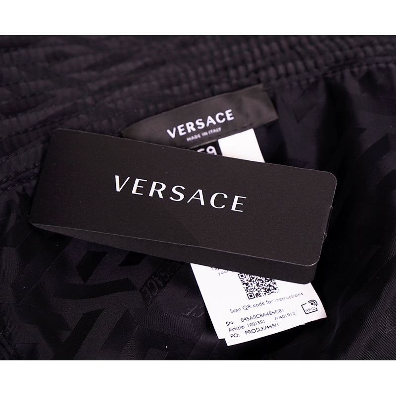 59 L NEW $350 VERSACE Green Black Nylon LA GRECA LOGO REVERSIBLE BUCKET HAT NWT