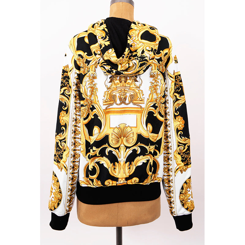 sz XS NEW $1925 VERSACE TRIBUTE COLLECTION Mens Black GOLD BAROQUE Hoodie JACKET