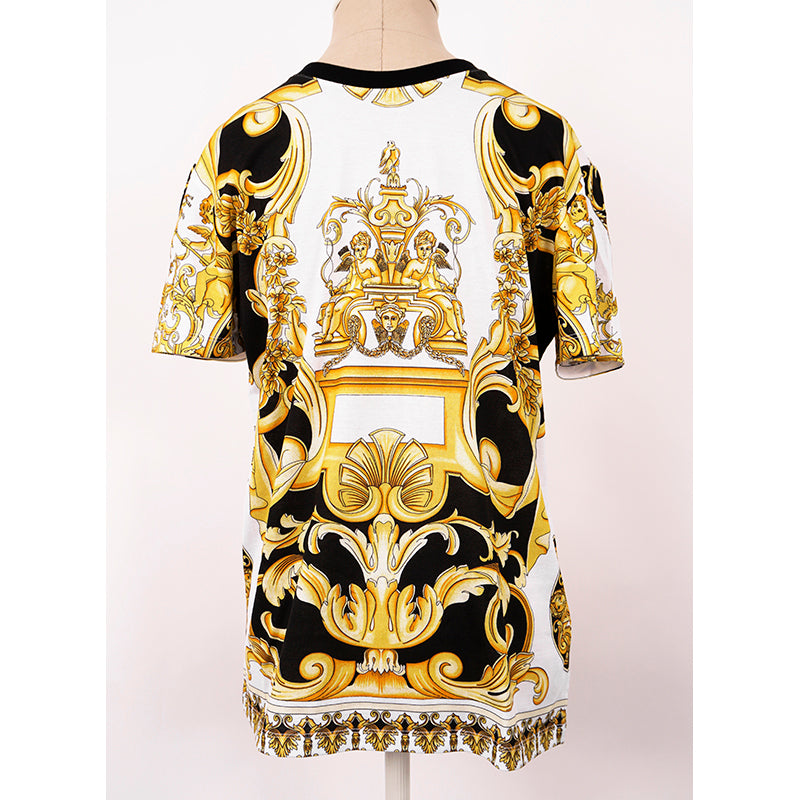 XS NEW $595 VERSACE TRIBUTE COLLECTION SS92 Mens GOLD BAROCCO TSHIRT TEE SHIRT