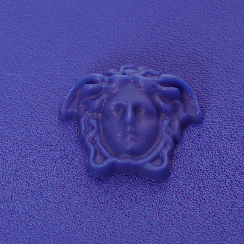 NEW $375 VERSACE Blue Leather LA MEDUSA LOGO Zipper CARD HOLDER CASE WALLET NIB