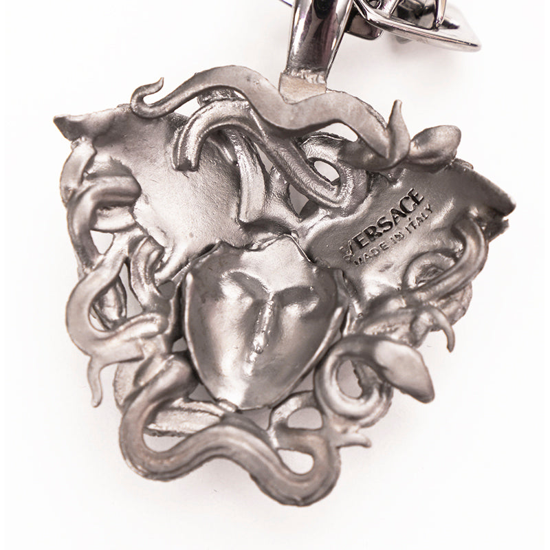 NEW $790 VERSACE Silver Tone MEDUSA WINGED SERPENT Pendant Link NECKLACE NIB