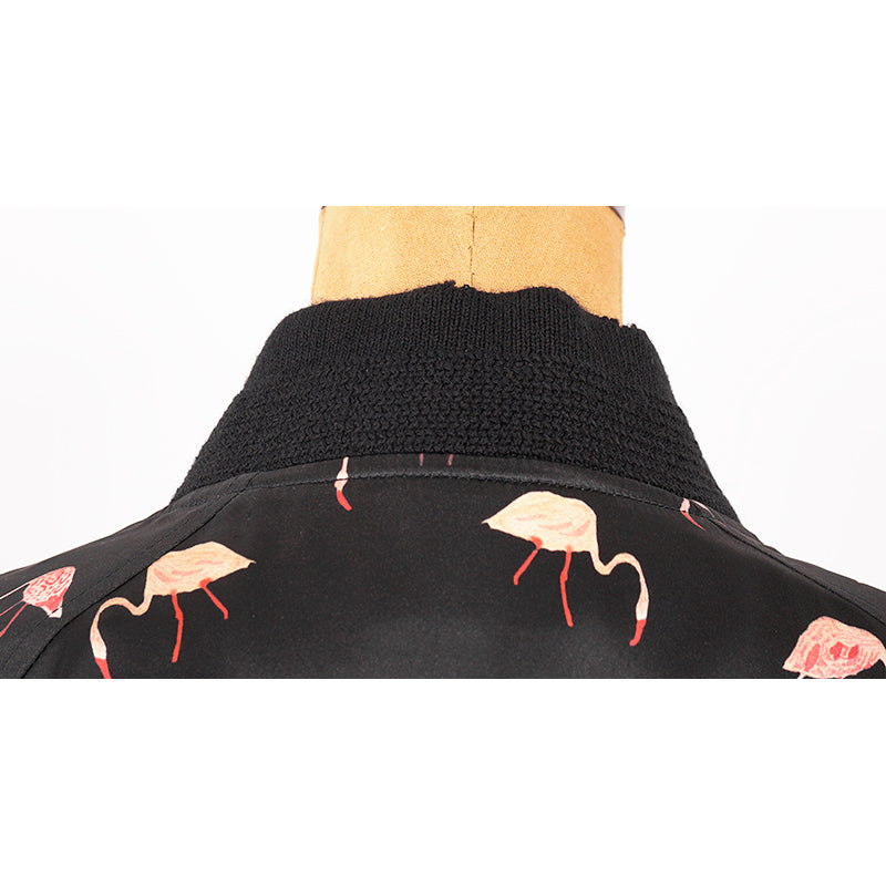 SZ 48 NEW $2,675 SAINT LAURENT Men's Black Satin FLAMINGO Bomber TEDDY JACKET